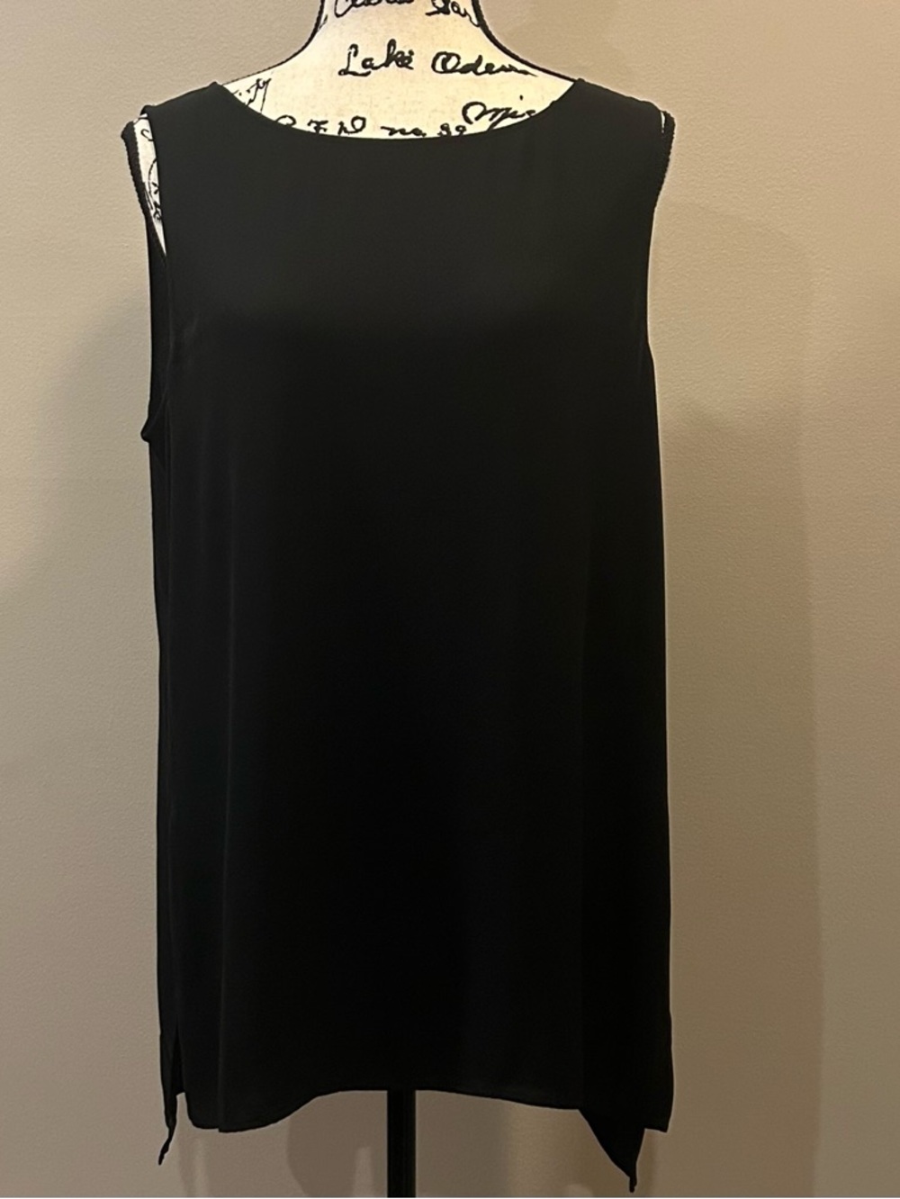 Eileen Fisher System Silk Georgette Crepe Bateau Neck Shell Top - Picture 4 of 7